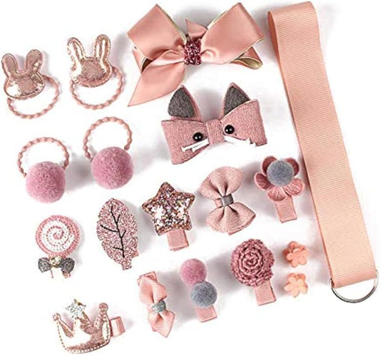 YouBella Haarschmuck Clip Set für Baby Band für Mädchen (Packung mit 18) (Rosa)(YBHAIR_41326)