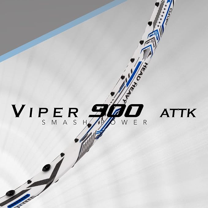 HUNDRED Viper 900 Carbon Fibre Strung Badminton Racket mit Full Racket Cover | Für Fortgeschrittene Spieler | 79 Gramm | Maximale Saitenspannung - 32lbs