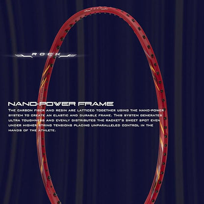 HUNDRED ROCK 88 Carbon Fiber Strung Badminton Racket with Full Racket Cover | For Intermediate Players | 78 grams | Maximum String Tension - 32lbs