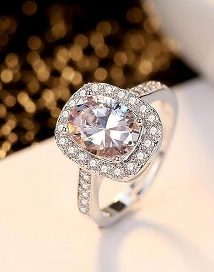 Youbella Solitaire Crystal Jewelry Silver Plated Ring for Women (Silver)(Ybrg_20019)