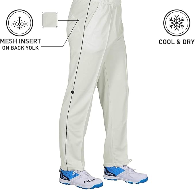 DSC 1500301 Passion Cricket Pants für Männer | Polyester Pants | Cricket Kit | Geeignet für Batting, Bowling, Fielding und Wicket Keeping | Weiße Pants | Größe : M