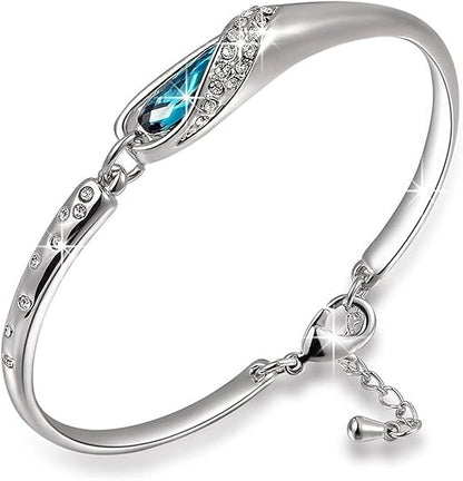 YouBella Silver Plated Style_3 Crystal Bracelet | Blue | Material: Brass | Fashionable art jewelry | For women & girls | Durable finish | Suitable for all occasions