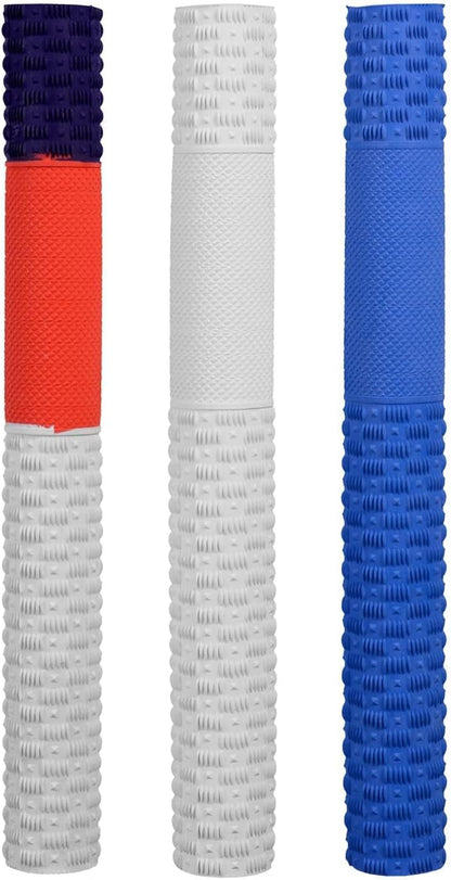 DSC Hayden Cricket Bat Grip | Color: Multicolor | Pack of 3 | Material: Rubber | Better shock absorption | Improved control | Easy installation | Use for all players | Comfortable fit