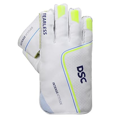 DSC Intense Attitude Wicket Keeping Handschuhe | Farbe: Mehrfarbig | Größe: Herren | Für Herren | Material: Polyvinylchlorid | Baumwollfutter in den Manschetten | Netz zwischen Daumen und Zeigefinger