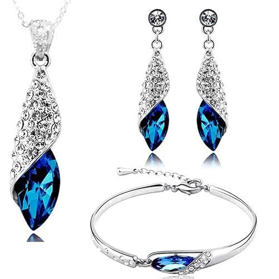 YouBella Valentine's Day Gifts for Girlfriend/Wife Crystal Stylish Necklace Jewelry Set with Earrings and Bracelet for Girls and Women