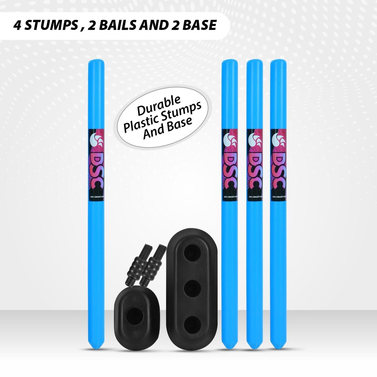 DSC Panther Cricket Set (1 Plastic Bat + 4 Plastic Stumps + 2 Base + 2 Bails + 1 PVC Ball) | Color: Black | Material: Plastic | Ideal for Tennis and Gully/Lawn Cricket | For Children