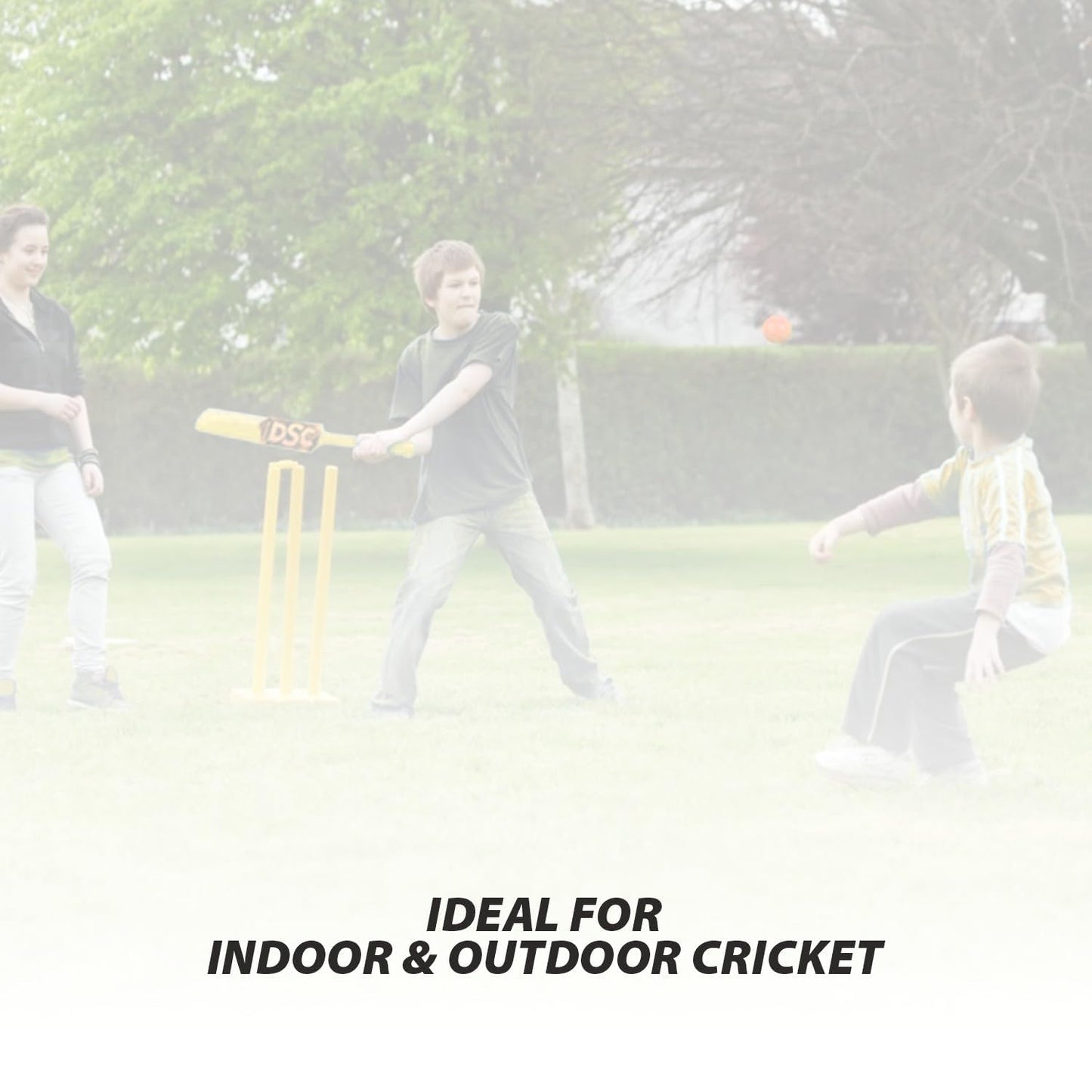 DSC Panther Cricket Set (1 Plastikschläger + 4 Plastikstümpfe + 2 Base + 2 Bails + 1 PVC Ball) | Farbe: Schwarz | Material: Kunststoff | Ideal für Tennis und Gully/Rasen-Cricket | Für Kinder