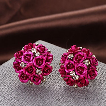 YouBella Jewelry for Women Earrings Crystal Rose Shape Floral Stud Earrings for Girls and Women