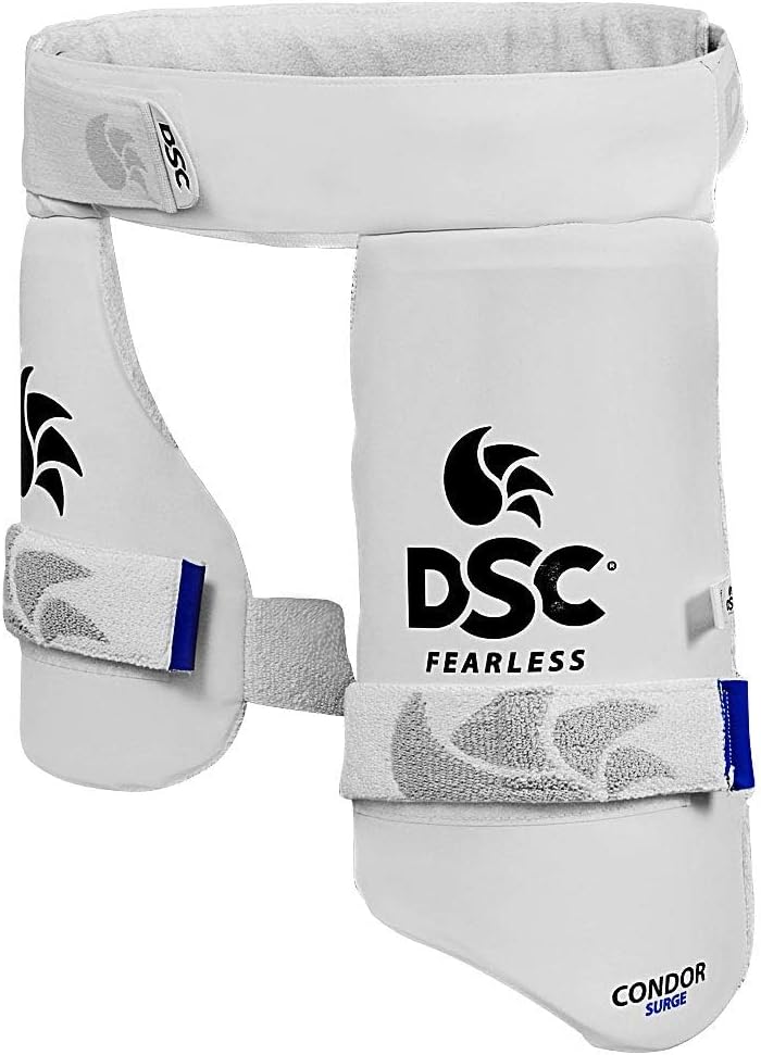 DSC Condor Surge Cricket Thigh Pads | Color: White | Size: Boys, Right Handed | For Men and Boys | Material: PVC | High Density Foam Inside | Towel Back for Absorption