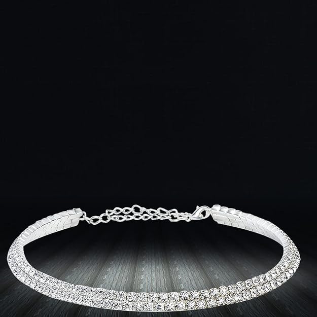 YouBella Fashion Strass Halskette | Farbe: Silber | Für Frauen und Mädchen | Material: Messing | Kristallschmuck | Perfekt für alle Gelegenheiten | Am besten zum Verschenken | Hautfreundlich | Nicht allergisch