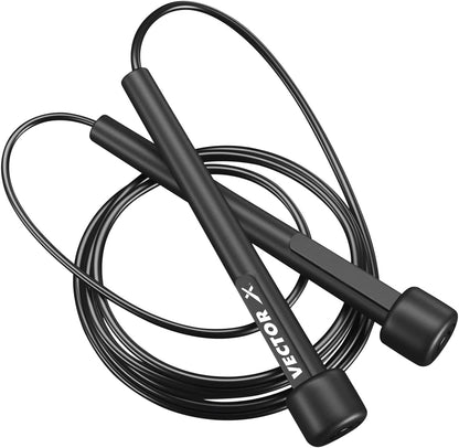 Vector X VXF 684 Skipping Rope for Men & Women (Black, Free Size -Adjustable) | Material -Nylon | For Cardio Workout | Warm Up | Weight Loss | Training | Skipping Rope for Exercise | Exercise Rope