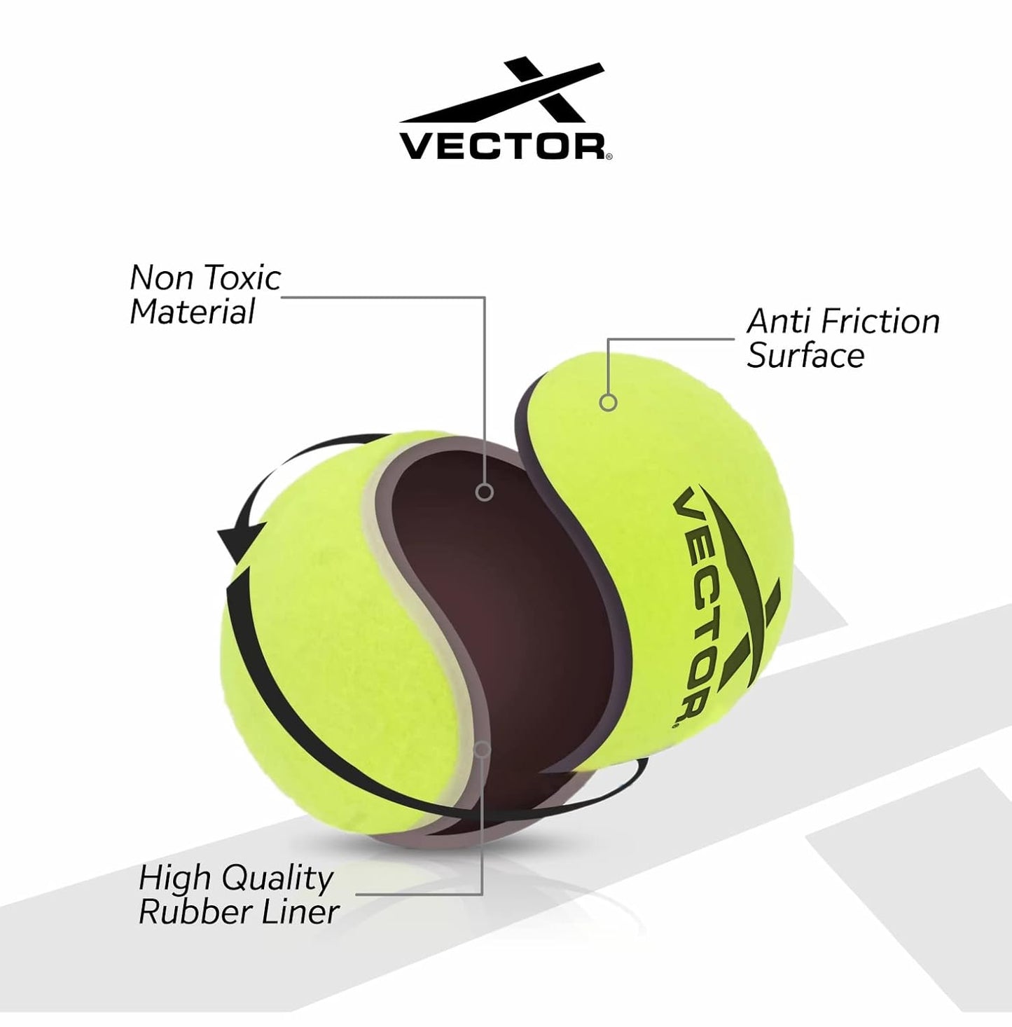 Vector X Schwerer Cricket-Tennisball (6 Stück ) – Obermaterial: Gummi, Standardgröße