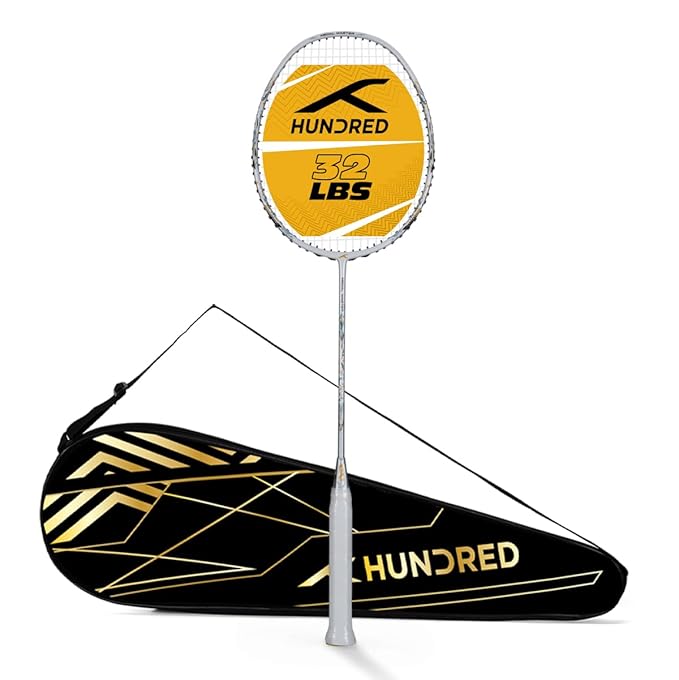 HUNDRED Medal Master Strung Badmintonschläger (Standardgröße) | Unisex | Material: Carbon Fibre | mit kompletter Schlägerhülle