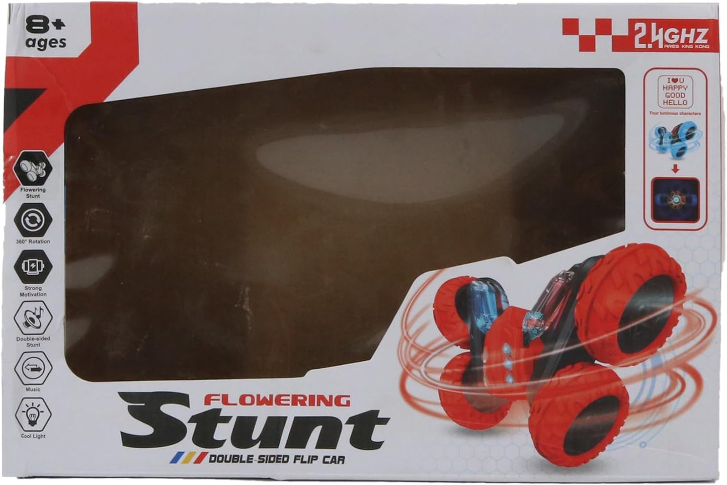 FUNFY 4WD High-Speed RC Butterfly Stunt Toy Car | Assorted | With 360° Flat and V-shaped rotation, double-sided drive | Non-slip, shock-resistant tires | Displays various messages for children
