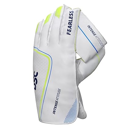 DSC Intense Attitude Wicket Keeping Handschuhe | Farbe: Mehrfarbig | Größe: Herren | Für Herren | Material: Polyvinylchlorid | Baumwollfutter in den Manschetten | Netz zwischen Daumen und Zeigefinger
