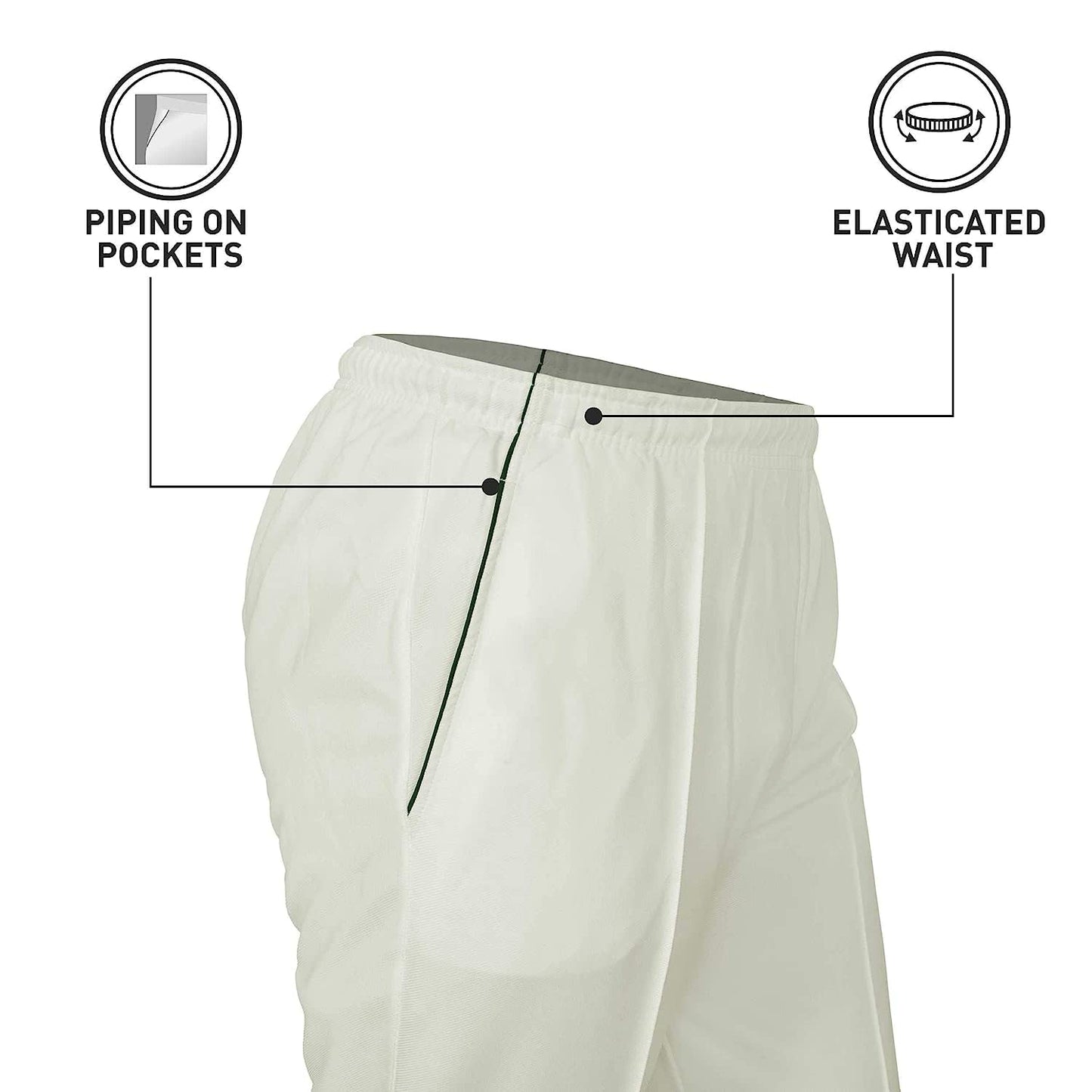 DSC 1500290 Atmos Polyester Cricket Pants | For Men | Material: Polyester | Ideal for Indian climate conditions | Fully elasticated waistband and raw leg length for individual fit