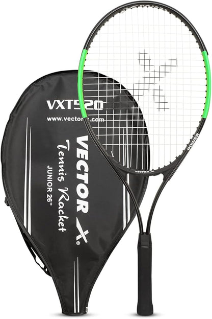 Vector X Vxt 520 Strung Tennisschläger | Farbe: Blau & Weiß | Größe: 26 Zoll | Für Männer & Jungen | Material: Aluminium | Superleicht & leicht zu schwingen | Griffgröße - 4 3/8