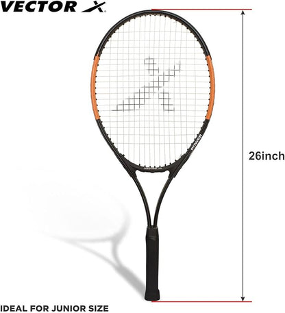 Vector X Recreational Tennis Racket | Farbe: Orange | Größe: Einheitsgröße | Für Männer und Jungen | Material: Aluminium | Super Lightweight | Anfänger bis Mittelstufe