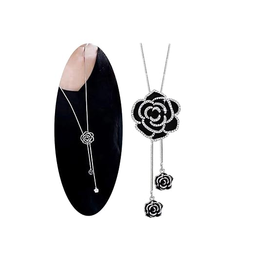YouBella Long Chain, Silver Plated Necklace Pendant for Women and Girls