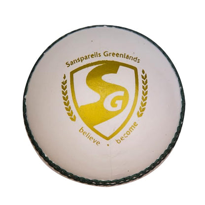 SG Club Cricketbälle (Packungsgröße: 1 Stück) | Farbe: Weiß | Wasserfester Lederball | Geeignet für Übungsspiele | Turnierspiel | Hochwertiger Kork