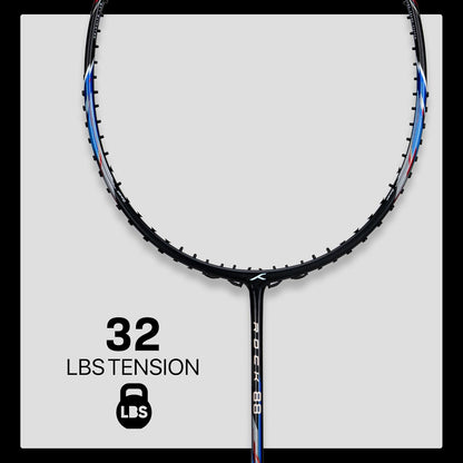 HUNDRED ROCK 88 Carbon Fiber Strung Badminton Racket with Full Racket Cover | For Intermediate Players | 78 grams | Maximum String Tension - 32lbs