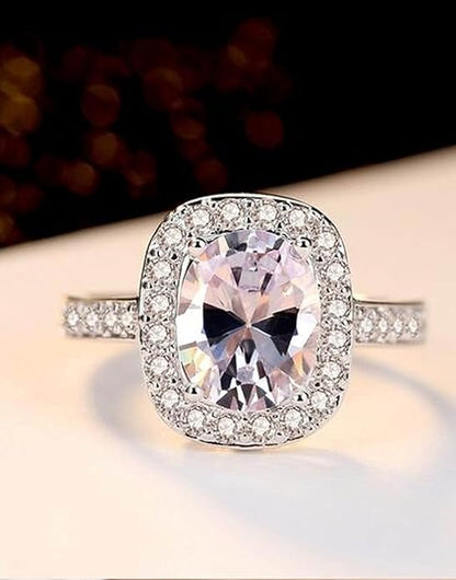 Youbella Solitaire Crystal Jewelry Silver Plated Ring for Women (Silver)(Ybrg_20019)