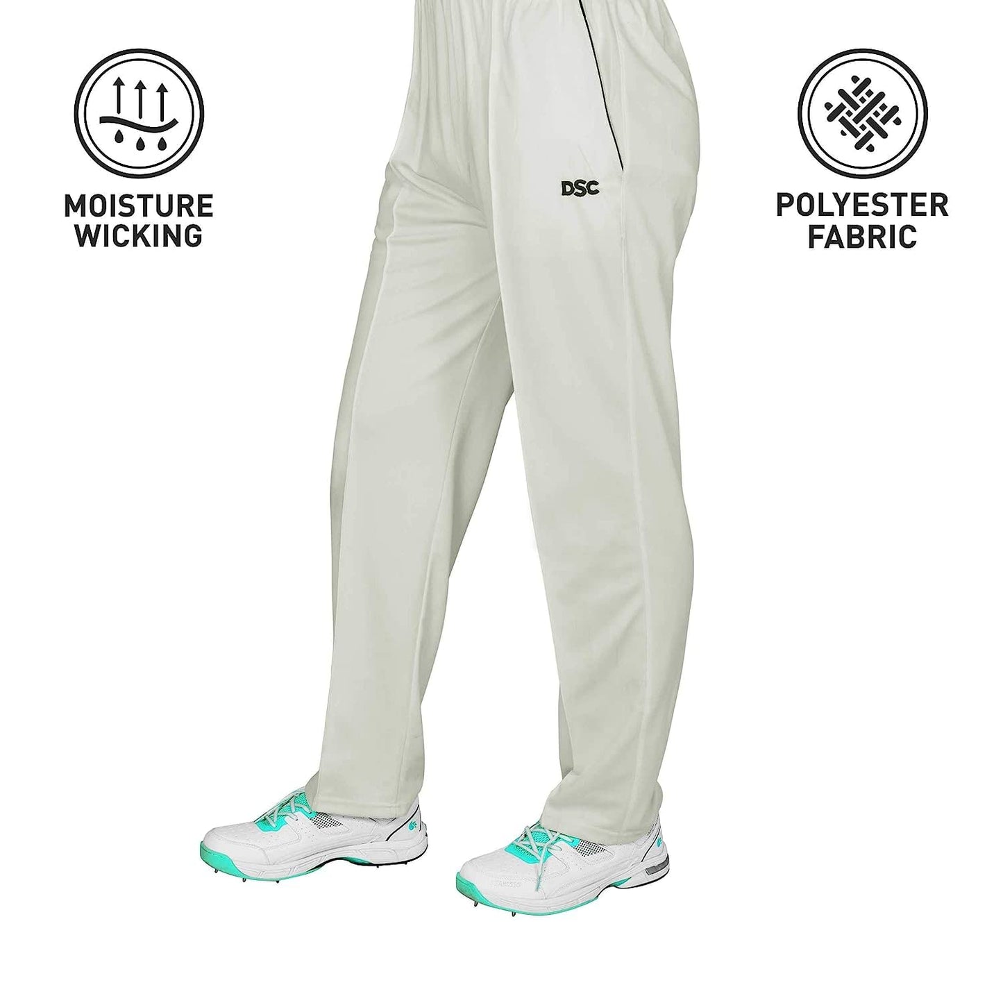 DSC 1500290 Atmos Polyester Cricket Pants | For Men | Material: Polyester | Ideal for Indian climate conditions | Fully elasticated waistband and raw leg length for individual fit