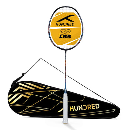 HUNDRED Medal Master Strung Badmintonschläger (Standardgröße) | Unisex | Material: Carbon Fibre | mit kompletter Schlägerhülle