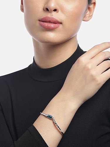 YouBella Silver Plated Style_3 Crystal Bracelet | Blue | Material: Brass | Fashionable art jewelry | For women & girls | Durable finish | Suitable for all occasions