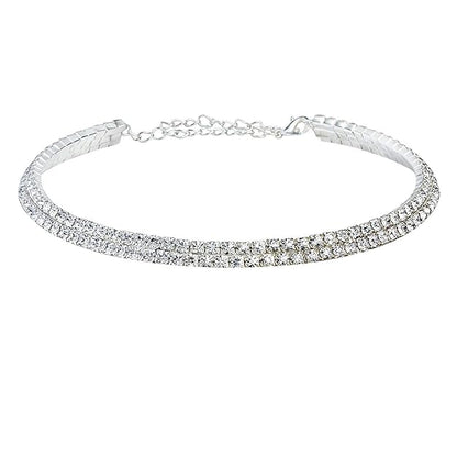 YouBella Fashion Strass Halskette | Farbe: Silber | Für Frauen und Mädchen | Material: Messing | Kristallschmuck | Perfekt für alle Gelegenheiten | Am besten zum Verschenken | Hautfreundlich | Nicht allergisch
