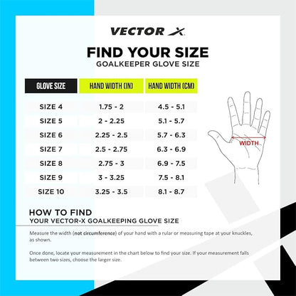 Vector X Gripflex Torwarthandschuhe für Kinder, Jugendliche, Torwart, Feldspieler-Handschuh, geprägt, rutschfeste Latex-Handfläche, weiches Polyurethan, Handrücken, Weiß, Schwarz, Orange, Größe 5