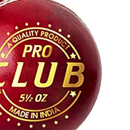 DSC 1501235 Pro Club Cricket Leather Ball (Red) | Waterproof leather ball | Suitable for training games | Tournament games | Top quality cork