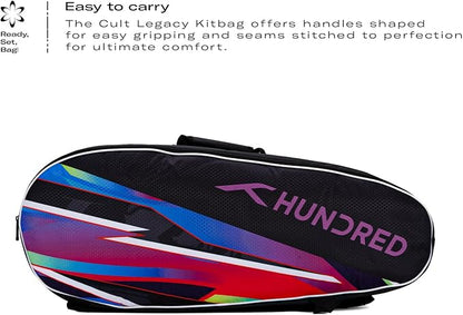 HUNDRED debut Badminton- und Tennisschlägertasche | Material: Polyester | Doppelfach mit Seitentasche | Einfacher Tragegriff | Gepolsterte Rückentragegurte | Reißverschlusstasche vorne