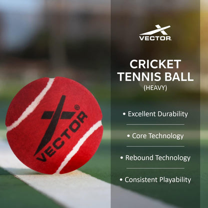Vector X Schwerer Cricket-Tennisball (6 Stück ) – Obermaterial: Gummi, Standardgröße