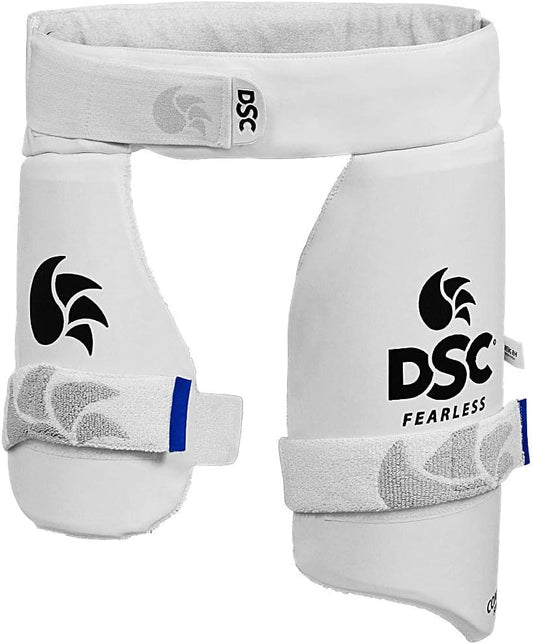 DSC Condor Surge Cricket Oberschenkelpolster | Farbe: Weiß | Größe: Jungen, Rechtshänder | Für Männer und Jungen | Material: PVC | High Density Foam Inside | Towel Back for Absorption