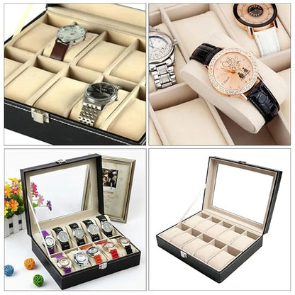 YouBella Jewelry and Watch Organizer Box for Men and Women Watch Case Holder Organizer Case with 12 Slots for Watches in PU Leather