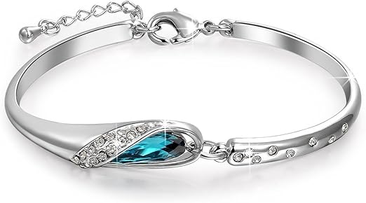 YouBella Silver Plated Style_3 Crystal Armband | Blau | Material: Messing | Modischer Kunstschmuck | Für Frauen & Mädchen | Langlebiges Finish | Geeignet für alle Anlässe