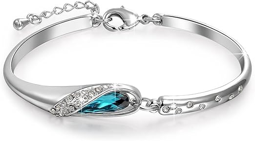 YouBella Silver Plated Style_3 Crystal Bracelet | Blue | Material: Brass | Fashionable art jewelry | For women & girls | Durable finish | Suitable for all occasions