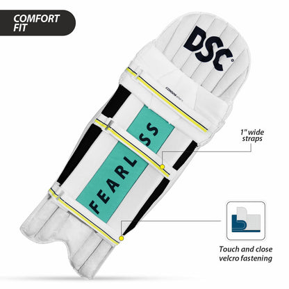 DSC Condor Atmos Cricket Batting Legguard | Farbe: Weiß & Rot | Für Männer & Jungen | Material: PVC | Maximale Schockabsorption | Schutz und Komfort