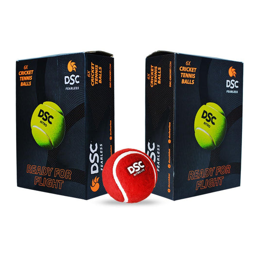 DSC Nitro Heavy Tennis Cricket Ball (12er Pack) | Leder | Geeignet für Übungsspiel | Training | Hartplatz | Rasen