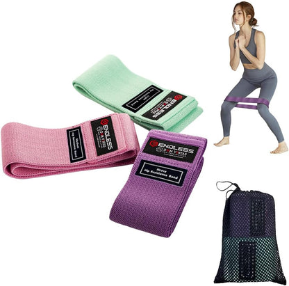 Endless EL1044 Resistance Loop Bands Set of 3 with Light, Medium and Heavy Resistance | Multi-colored | Material: Cotton | For squats, stretching, heavy hip and glute exercises for men and women