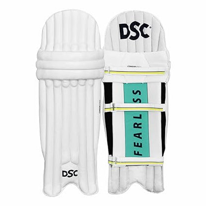 DSC Condor Atmos Cricket Batting Legguard | Farbe: Weiß | Größe: Herren | Für Männer & Jungen | Material: PVC | Maximale Schockabsorption | Schutz und Komfort