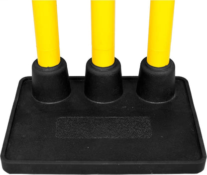 DSC PLASTIC STUMPS SET WITH RUBBER BASE (3 Stumps, 2 Bails ; 1 Base) CRICKET STUMPS SET - MENS-2024