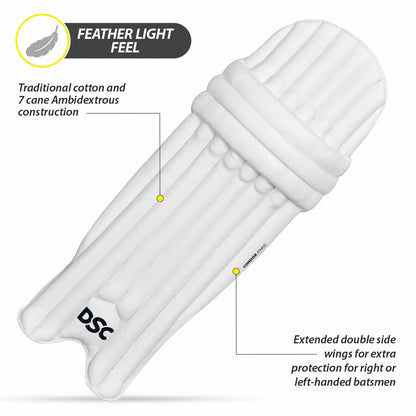 DSC Condor Atmos Cricket Batting Legguard | Farbe: Weiß & Rot | Für Männer & Jungen | Material: PVC | Maximale Schockabsorption | Schutz und Komfort