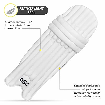 DSC Condor Atmos Cricket Batting Legguard | Farbe: Weiß | Größe: Herren | Für Männer & Jungen | Material: PVC | Maximale Schockabsorption | Schutz und Komfort