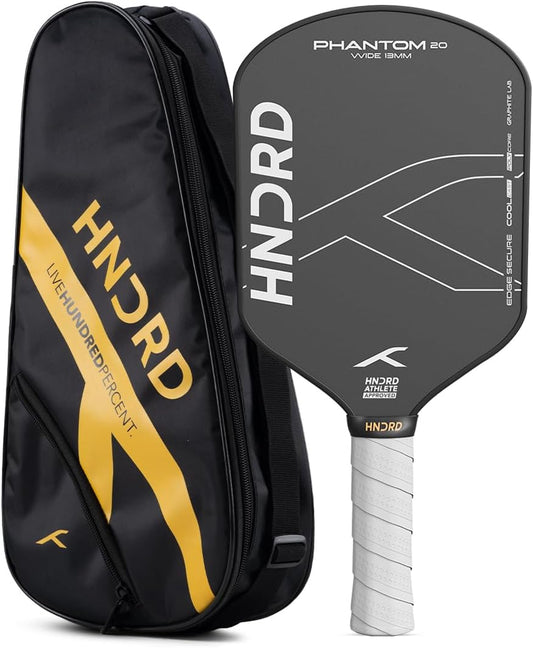 Hundred Phantom 20 Wide Pickleball-Schläger |  |Power Play | Kostenlose Tasche inklusive (Schwarz/Weiß)