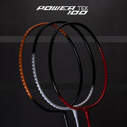 HUNDRED Powertek 100 (set of 2) full-string badminton racket (size: standard, grip size: G5) | Stringing | Material: aluminum | Maximum tension: 16-18lbs | for advanced players