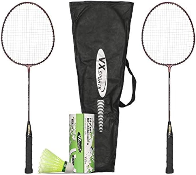 Vector X VXB-10 Jr. Aluminium Badminton Racket Set (Multi-Colour) 2 Schläger und 3 Stück Nylon Shuttles mit Full Cover Set Material: Aluminium für Fortgeschrittene