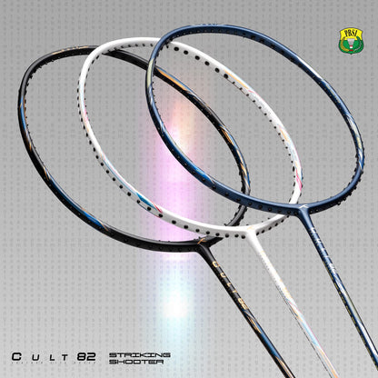 Hundred Cult 82 Carbon Fibre Unstrung Badminton Racket with Full Racket Cover for Intermediate Players
