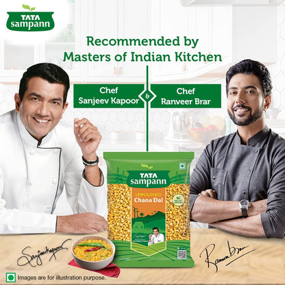 Tata Sampann Chana Dal (gespaltene Bengal-Kichererbsen) 1 kg | Ungeschälte indische Hülsenfrüchte | Proteinreiche Linsen | Reich an Ballaststoffen | Ideal für Currys, Suppen und Snacks